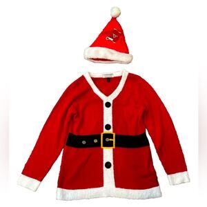 Tiara International Christmas Mrs. Claus Christmas Sweater Women's XL Plus Hat